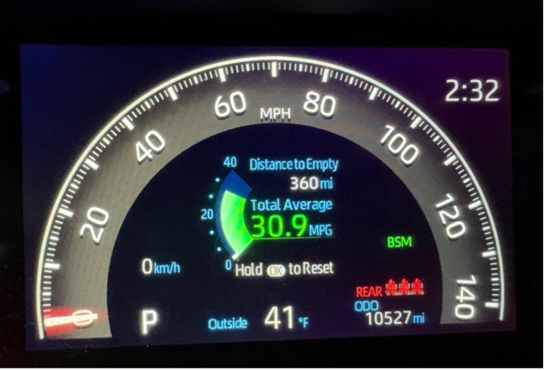 A photo of the MNA staff car odometer shows a reading of 10,527 miles. The car was purchased in January 2024.